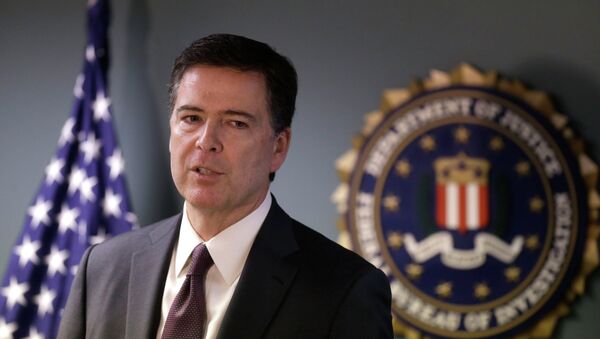 FBI Director James Comey takes questions from members of the media during a news conference, Tuesday, Nov. 18, 2014, in Boston. Comey is visiting the Boston division to meet with employees and law enforcement partners and talk about the FBI's priorities. - Sputnik International