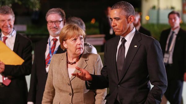 US President Barack Obama will discuss the situation in Ukraine and other issues of the US-German bilateral cooperation with German Chancellor Angela Merkel on Monday during her visit to Washington. - Sputnik International