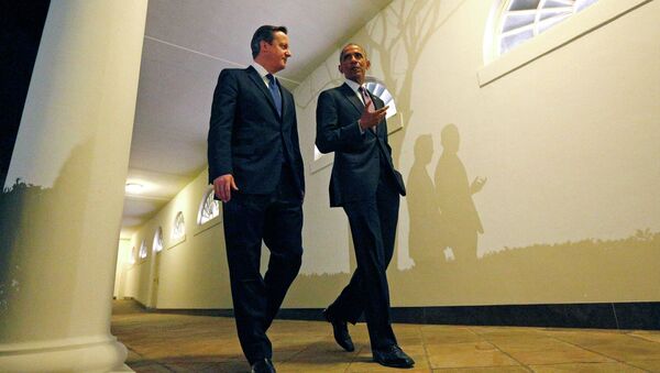 Prime Minister Cameron and President Obama outside the West Wing of the White House. - Sputnik International
