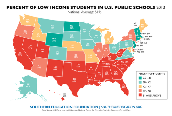 A state-by-state comparison of the percentage of low-income students around the country. - Sputnik International