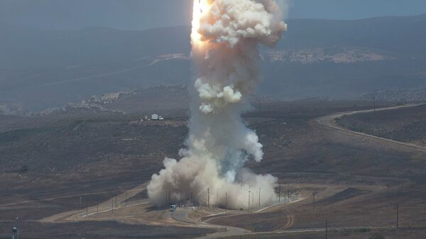 The Missile Defense Agency's test of the Ground-based Midcourse Defense (GMD). The Ground-Based Interceptor launches from Vandenberg Air Force Base, Calif. on June 22, 2014. - Sputnik International
