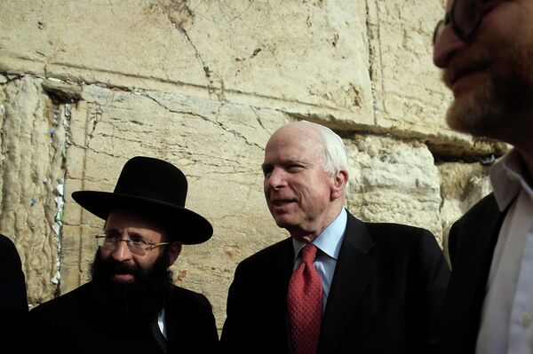 Senator John McCain during a visit to the Western Wall on Monday. Senator John McCain during a visit to the Western Wall on Monday. - Sputnik International