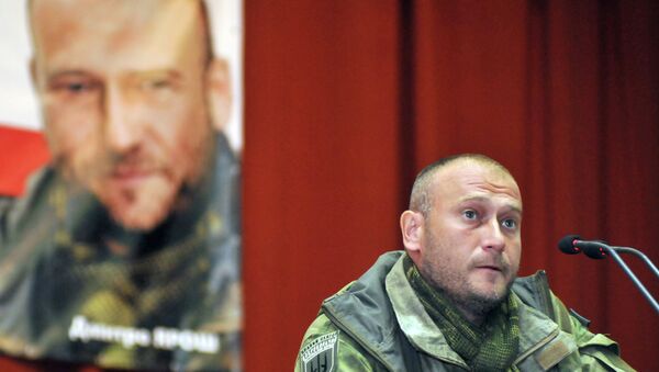 As part of an effort to get the country's volunteer battalions under his control, Ukrainian president Petro Poroshenko is said to have offered Right Sector leader Dmitri Yarosh a post in the Ministry of Defense. - Sputnik International