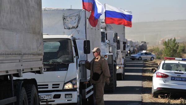 All the trucks from the Russian humanitarian convoy are now back in Rostov region. - Sputnik International