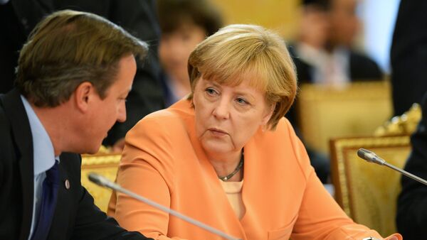 British Prime Minister David Cameron and Federal Chancellor of Germany Angela Merkel - Sputnik International