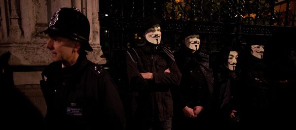 Anonymous supporters wearing Guy Fawkes masks. Archive photo. Anonymous supporters wearing Guy Fawkes masks. Archive photo. - Sputnik International