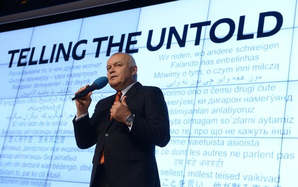 Rossiya Segodnya Director General Dmitry Kiselev at the presentation of the major international news brand, Sputnik. - Sputnik International