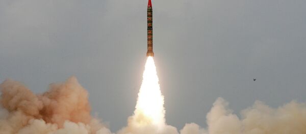 Pakistan made Shaheen-II, or Hatf VI, missile is launched at an undisclosed location in Pakistan Monday, April 21, 2008 - Sputnik International