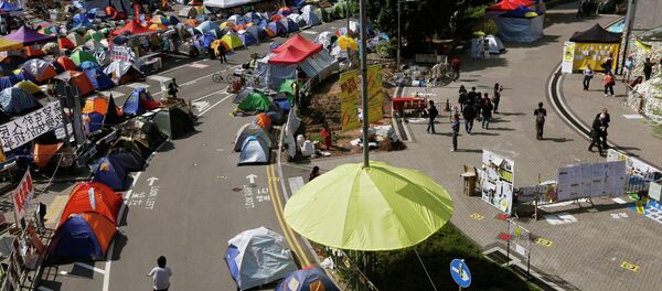 Protester's camp in Hong Kong - Sputnik International