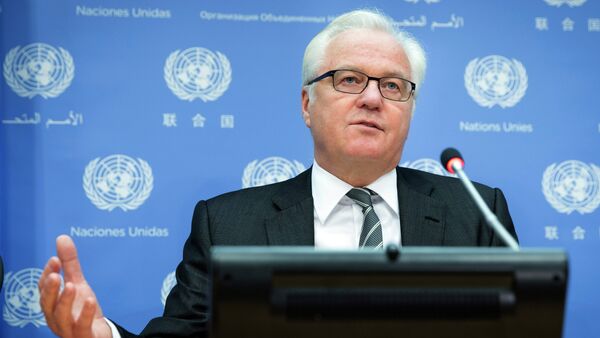 Russian U.N. Ambassador Vitaly Churkin speaks during a news conference to discuss the crisis in Ukraine, Friday, Aug. 22, 2014, at United Nations headquarters - Sputnik International