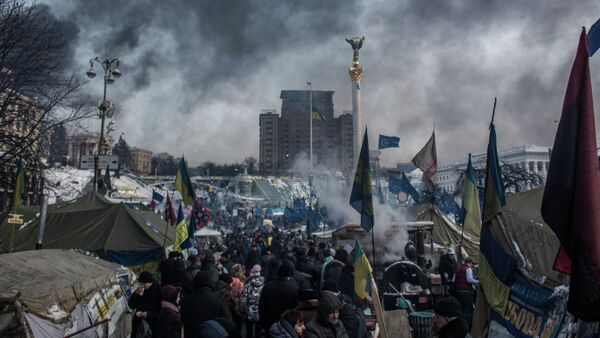 The camp of pro-European integration protesters on Maidan Nezalezhnosti in Kiev - Sputnik International