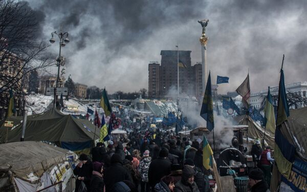 The camp of pro-European integration protesters on Maidan Nezalezhnosti in Kiev. - Sputnik International