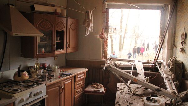 An apartment in the residential building on Bessonova Street, destroyed in the Ukrainian army's shelling of the town of Horlivka - Sputnik International