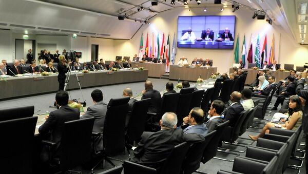 OPEC ministers and delegates gather for a meeting of the Organization of the Petroleum Exporting Countries (OPEC) at its headquarters in Vienna, Austria. (File) - Sputnik International