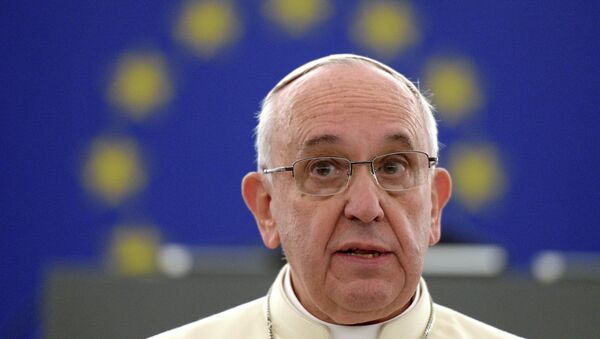 Pope Francis addresses the European Parliament  in Strasbourg, eastern France - Sputnik International
