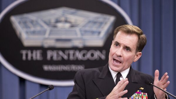 Department of Defense Press Secretary Rear Admiral John Kirby, speaks to reporters during a news conference, at the Pentagon, Friday, Nov. 7, 2014. - Sputnik International