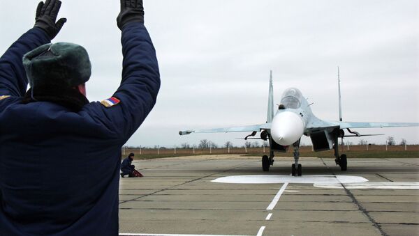 This Sukhoi Su-27 SM Flanker fighter will serve with the 62nd Fighter Regiment of the 27th Combined Air Division of the Russian Air Force at Belbek airfield near Sevastopol. - Sputnik International