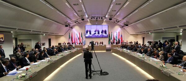 OPEC ministers and delegates gather for a meeting of the Organization of the Petroleum Exporting Countries (OPEC) at its headquarters in Vienna, Austria. OPEC ministers and delegates gather for a meeting of the Organization of the Petroleum Exporting Countries (OPEC) at its headquarters in Vienna, Austria. - Sputnik International