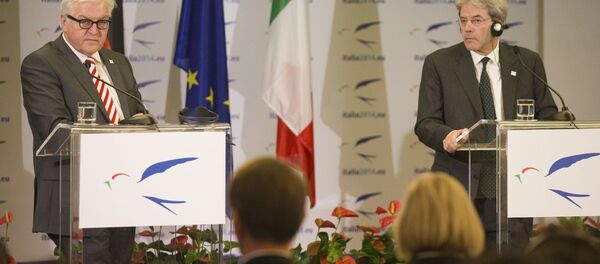 Foreign Minister of Germany Frank-Walter Steinmeier, left, and Italian Foreign Minister Paolo Gentiloni, attend a press conference on the occasion of the 4th Euro-African Ministerial Conference on Migration and Development in Rome, Friday Nov. 28, 2014 Foreign Minister of Germany Frank-Walter Steinmeier, left, and Italian Foreign Minister Paolo Gentiloni, attend a press conference on the occasion of the 4th Euro-African Ministerial Conference on Migration and Development in Rome, Friday Nov. 28, 2014 - Sputnik International