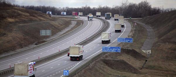 The humanitarian convoy left the Moscow region on Thursday. The humanitarian convoy left the Moscow region on Thursday. - Sputnik International