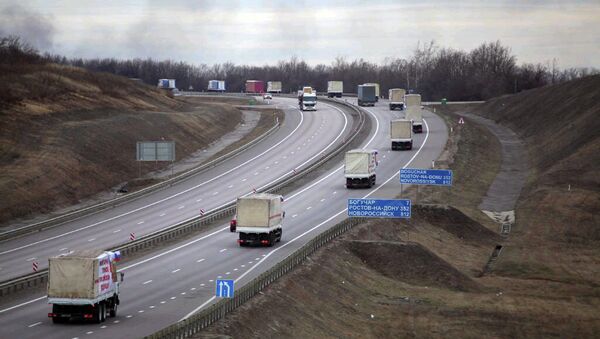 The humanitarian convoy left the Moscow region on Thursday. - Sputnik International