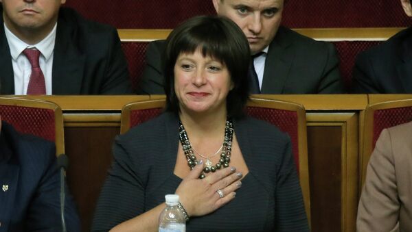 Ukraine's newly-appointed Finance Minister Natalie Jaresko, a U.S. national with experience working for the State Department in Washington, during a parliament session in Kiev, Ukraine - Sputnik International