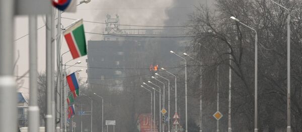 The view of the Press House in Grozny, where a counter-terrorism operation was conducted by the Chechen Interior Ministry forces. The view of the Press House in Grozny, where a counter-terrorism operation was conducted by the Chechen Interior Ministry forces. - Sputnik International