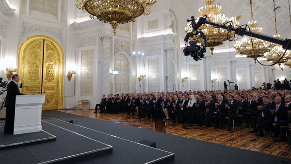 December 4, 2014. Russian President Vladimir Putin delivers the annual Presidential Address to the Federal Assembly at the Kremlin's St. George's Hall. - Sputnik International
