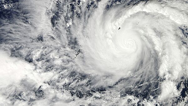 This image captured by NASA's Aqua satellite shows Typhoon Hagupit on Wednesday, Dec. 3, 2014 at 04:30 UTC in the western Pacific Ocean. - Sputnik International