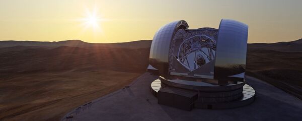Artist's impression of the European Extremely Large Telescope (E-ELT) in its enclosure on Cerro Armazones, a 3060-metre mountaintop in Chile's Atacama Desert Artist's impression of the European Extremely Large Telescope (E-ELT) in its enclosure on Cerro Armazones, a 3060-metre mountaintop in Chile's Atacama Desert - Sputnik International