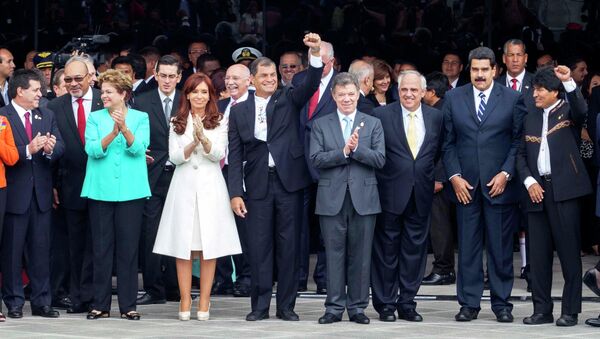 South American leaders at the inauguration ceremony for the new UNASUR headquarters building in Quito, Ecuador, December 5, 2014. - Sputnik International