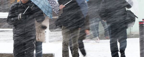 People walk against blowing snow in Tokyo - Sputnik International