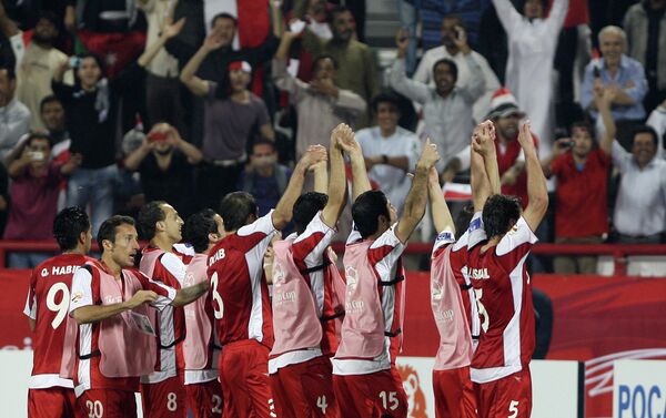 Syria's players celebrate after beating Saudi Arabia - Sputnik International