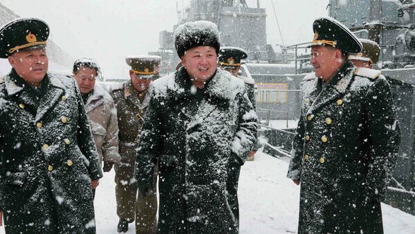 North Korean leader Kim Jong Un (C) inspects the Korean People's Army (KPA) - Sputnik International