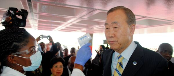 UN Secretary General Ban Ki-moon stressed that the Ebola epidemic still demands international attention, as he wrapped up his tour of West African countries impacted by the virus. UN Secretary General Ban Ki-moon stressed that the Ebola epidemic still demands international attention, as he wrapped up his tour of West African countries impacted by the virus. - Sputnik International
