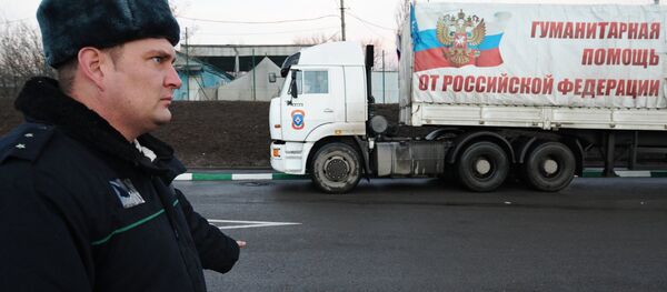 The trucks of the Russian humanitarian aid convoy for the war-torn Donbas region, have arrived in Donetsk and Luhansk The trucks of the Russian humanitarian aid convoy for the war-torn Donbas region, have arrived in Donetsk and Luhansk - Sputnik International