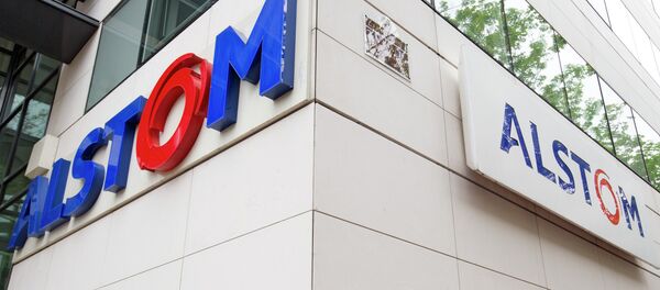 View of the Alstom company logo at the headquarters of the leading global maker of high-speed trains - Sputnik International