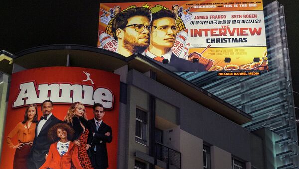 A banner for The Interviewis posted outside Arclight Cinemas, Wednesday, Dec. 17, 2014, in the Hollywood section of Los Angeles - Sputnik International