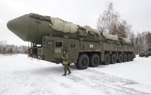 Mobile launcher 'Yars' missile system on the territory of Teykovo air defence missile formation in Ivanovo region. - Sputnik International
