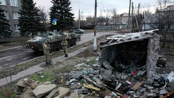 According to media reports, Ukrainian forces violated the ceasefire no less than five times. Three local residents were reportedly killed as a car was blown up near the small town south of Donetsk. - Sputnik International