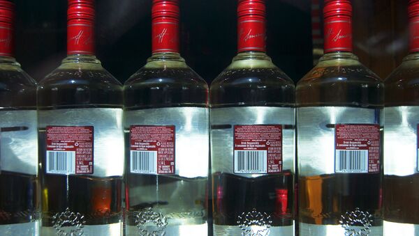 The bottles of counterfeit drink were disguised as popular vodka brands, such as Glens, Kommissar and Smirnoff. Above: Vodka bottles - Sputnik International