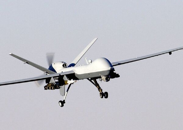 US MQ-9 Reaper drone in flight US MQ-9 Reaper drone in flight - Sputnik International