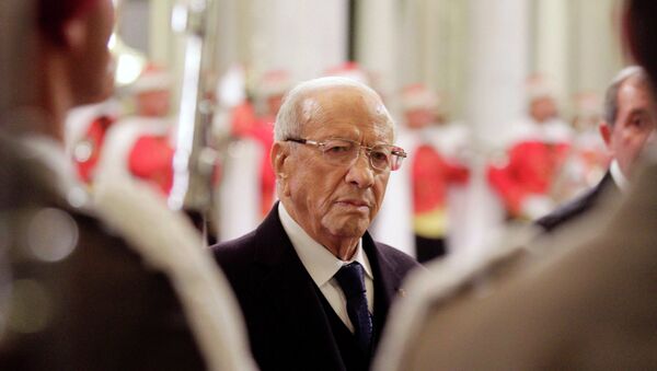 Tunisia's new President Beji Caid Essebsi attends the ceremony of transfer of power at the Carthage Palace in Tunis December 31, 2014 - Sputnik International