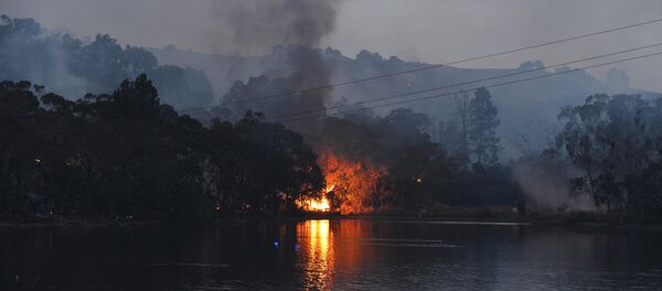 A bushfire burns through scrub A bushfire burns through scrub - Sputnik International