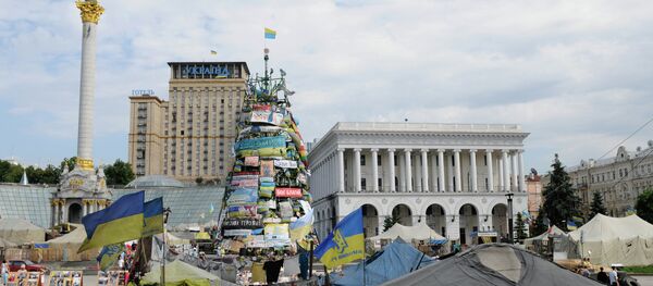 Tent camp on Independence Square in Kiev Tent camp on Independence Square in Kiev - Sputnik International