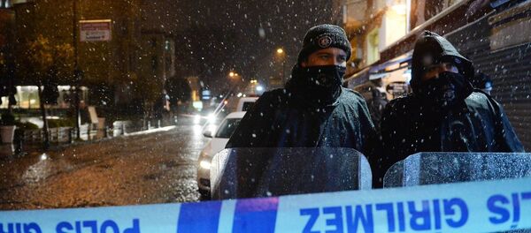 ISTANBUL, Jan. 6, 2015 -- Policemen stand on alert outside the accident site in Istanbul, Turkey on Jan. 6, 2015 ISTANBUL, Jan. 6, 2015 -- Policemen stand on alert outside the accident site in Istanbul, Turkey on Jan. 6, 2015 - Sputnik International
