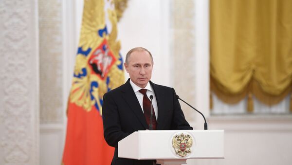 Vladimir Putin at ceremonial reception marking Heroes of the Fatherland Day - Sputnik International