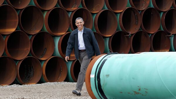 President Barack Obama arriving at the TransCanada Stillwater Pipe Yard in Cushing - Sputnik International