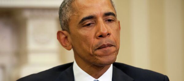 President Barack Obama pauses as he speaks to members of the media prior to his meeting with Secretary of State John Kerry and Vice President Joe Biden President Barack Obama pauses as he speaks to members of the media prior to his meeting with Secretary of State John Kerry and Vice President Joe Biden - Sputnik International