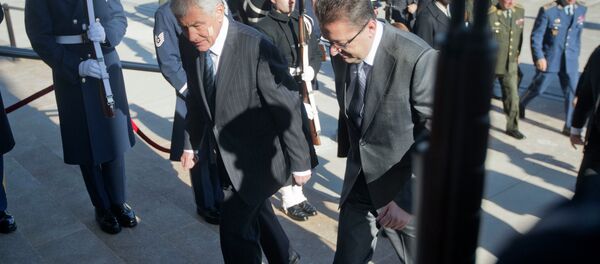 Defense Secretary Chuck Hagel host an honor cordon to welcome the Slovakian Defense Minister Martin Glvac at the Pentagon, Thursday, Jan. 8, 2015 Defense Secretary Chuck Hagel host an honor cordon to welcome the Slovakian Defense Minister Martin Glvac at the Pentagon, Thursday, Jan. 8, 2015 - Sputnik International